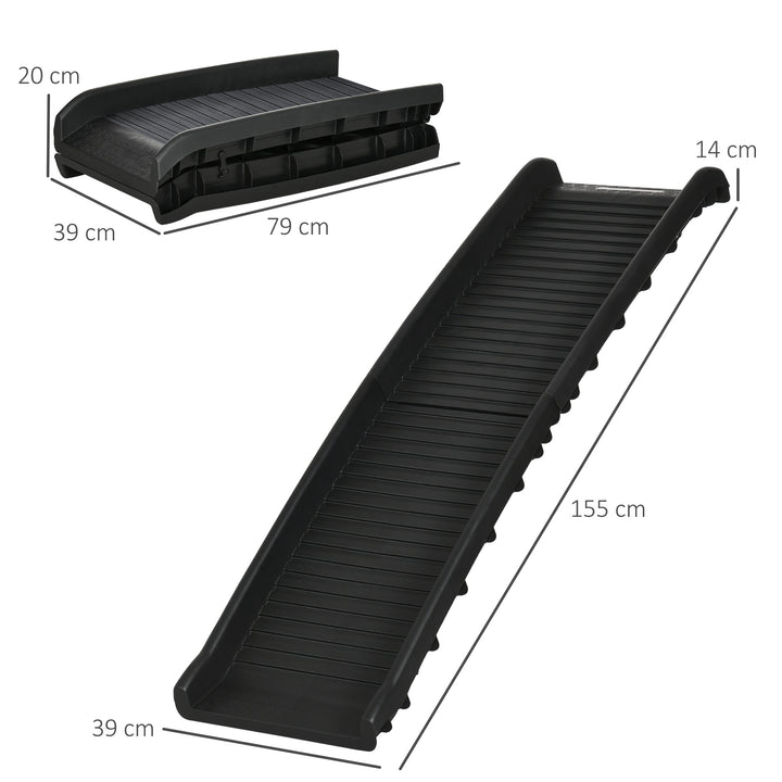 Folding Pet Ramp, Dog Ramps for Cars Trucks SUVs, Portable Non-slip, 155 x 39 x 14 cm