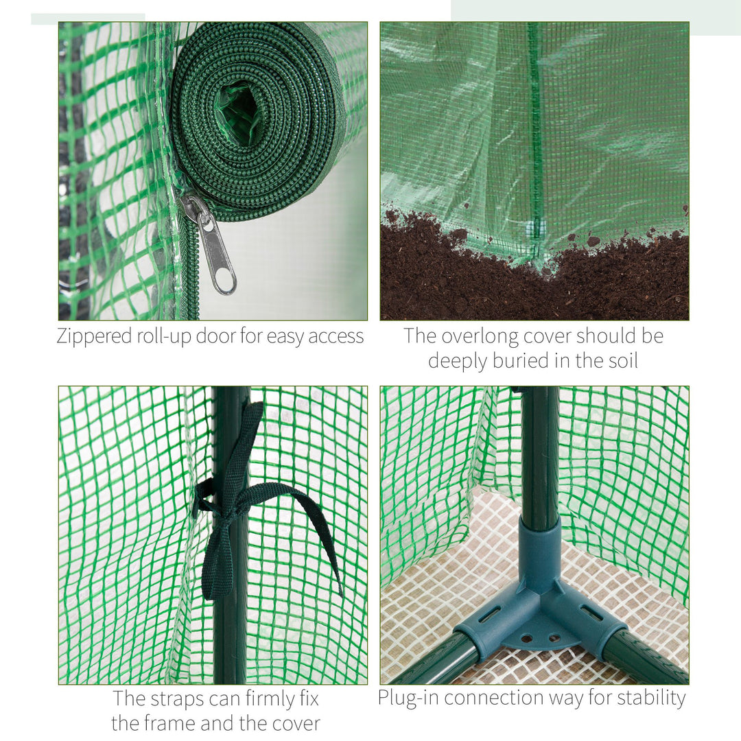 Outsunny 100 x 50 x 150cm Greenhouse Steel Frame PE Cover with Roll-up Door Outdoor for Backyard, Balcony, Garden, Green