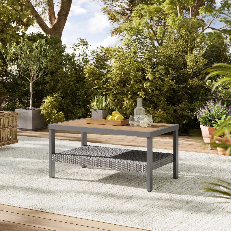 Sencillo Collection - 6 Piece Patio Furniture Set, 1 Coffee Table, 1 Loveseat, 2 Lounge Chairs and 2 Ottomans