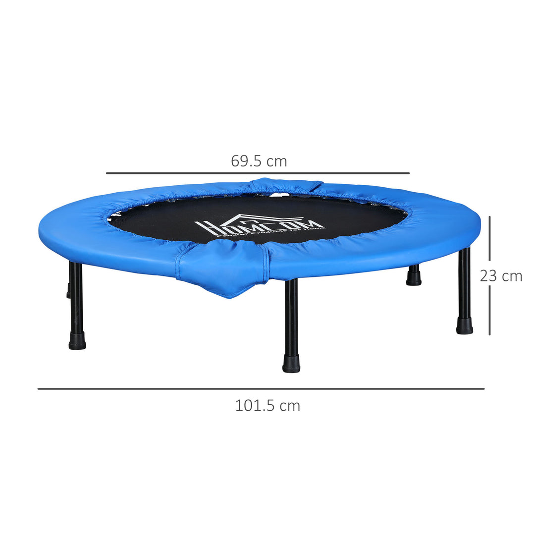 Soozier Φ100cm Foldable Mini Fitness Trampoline Home Gym Yoga Exercise Rebounder Indoor Outdoor Jumper w/ Safety Pad, Blue and Black