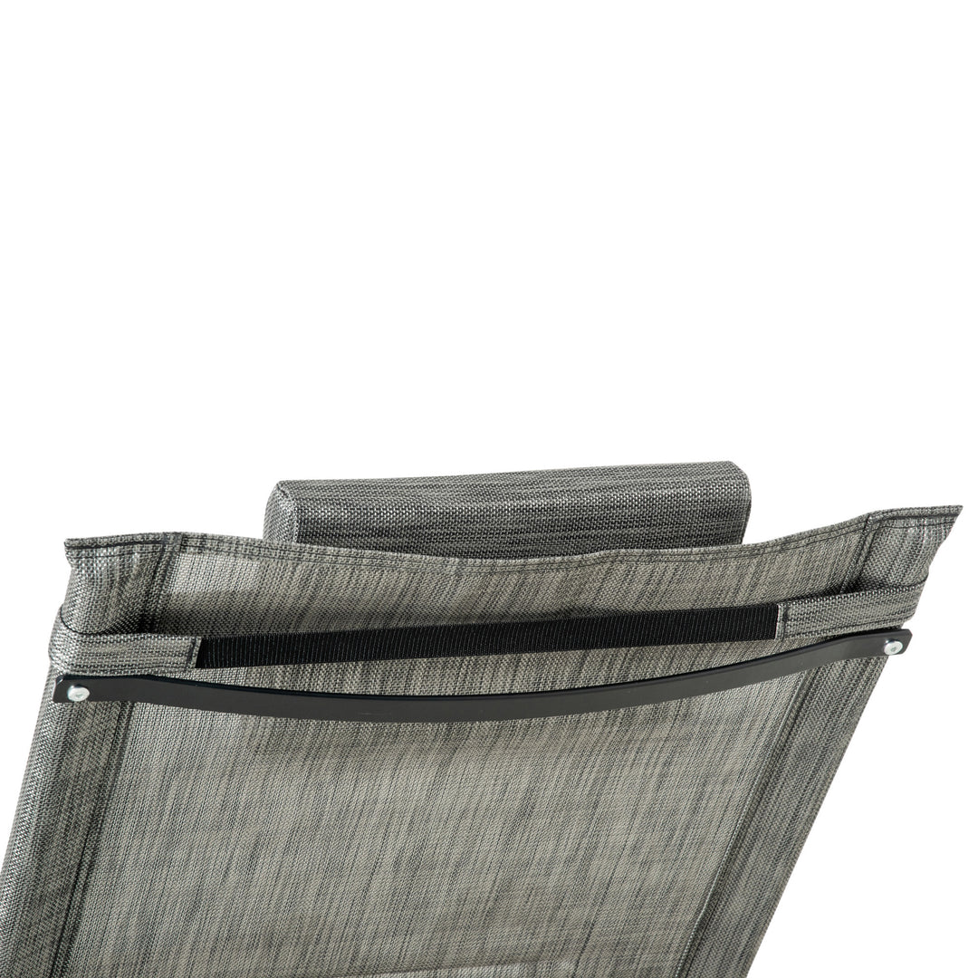 Breathable Mesh Rocking Chair Patio Rocker Lounge for Indoor & Outdoor Recliner Seat w/ Removable Headrest for Garden and Patio Dark Grey