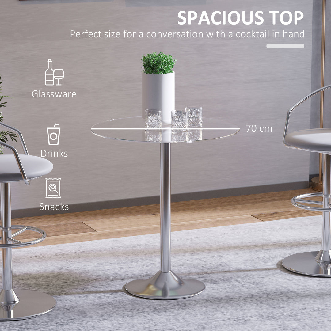 Dining Table with Tempered Glass Top, Steel Base