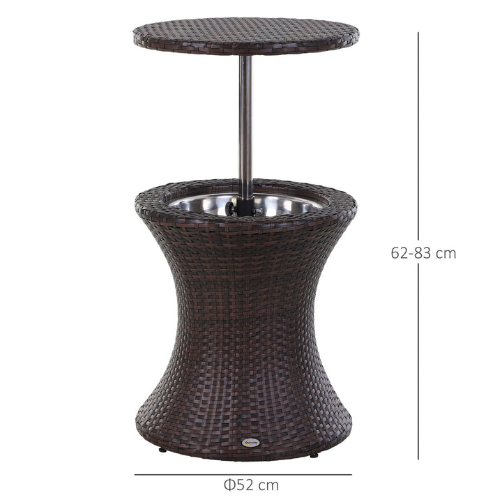 Rattan Ice Bucket Table Beer Cooler For Outdoor Patio Party Bar Garden  Brown