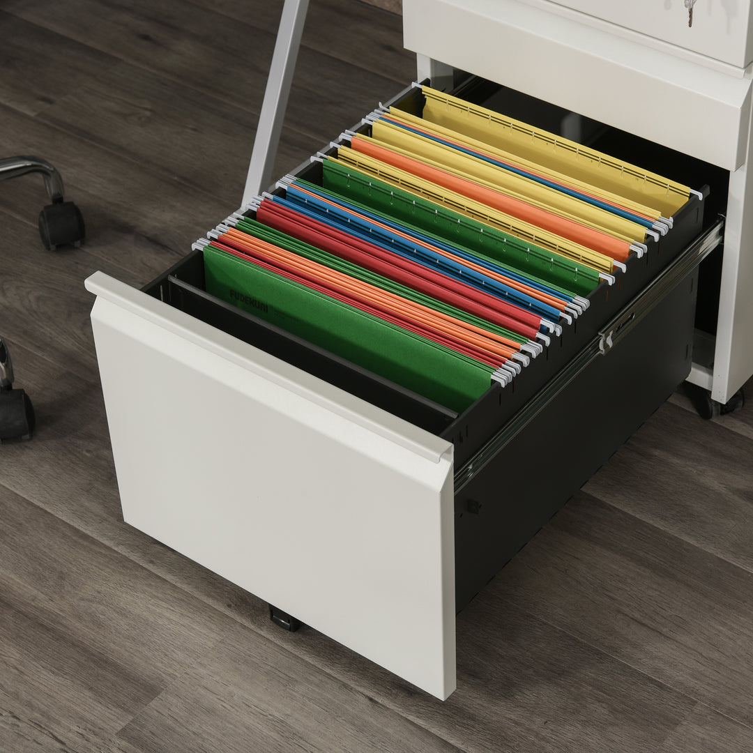 Vinsetto Metal Filing Cabinet 3 Drawer File Cabinet Lockable Mobile Vertical File Cabinet with Anti-tilt Design