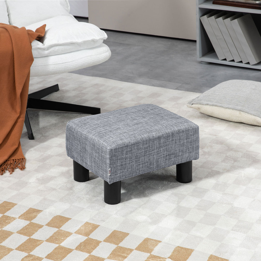 Linen Fabric Footstool Footrest Small Seat Foot Rest Chair Ottoman Light Home Office with Legs 40 x 30 x 24cm Grey