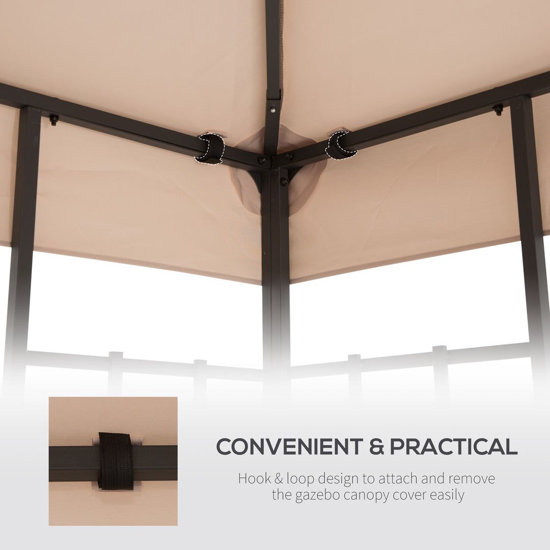 Outsunny 3 x 3(m) Canopy Top Cover Double Tier Gazebo Gazebo Replacement Pavilion Roof Deep Beige (TOP ONLY)