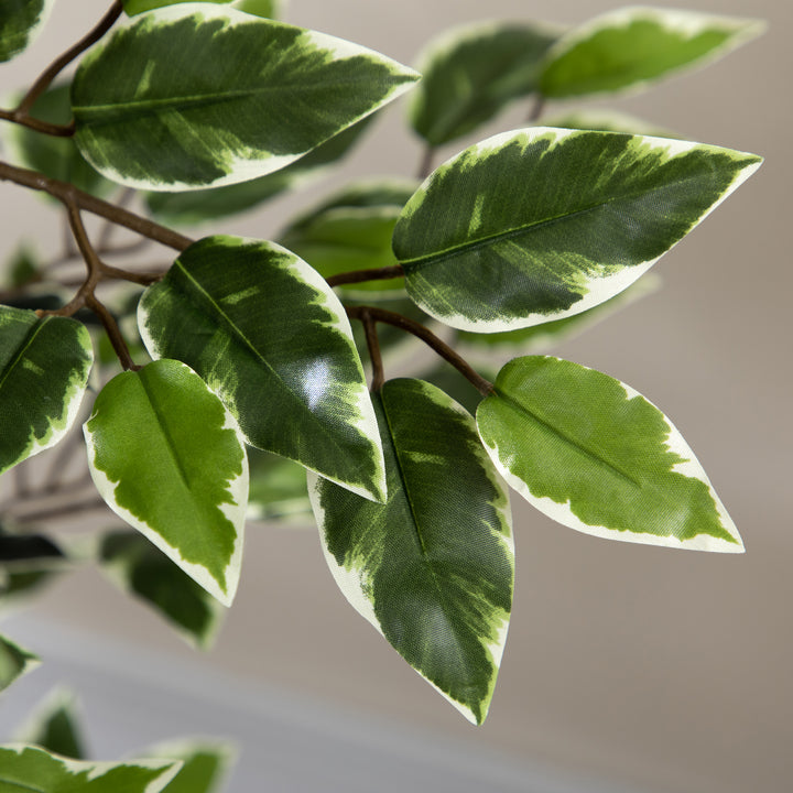 Artificial Ficus Tree in Pot, Fake Plant with Lifelike Leaves and Natural Trunks, Indoor Outdoor, Green
