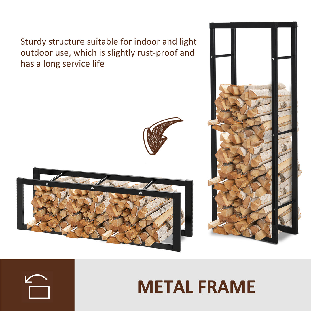 Metal Firewood Log Holder, Fireplace Storage-Black