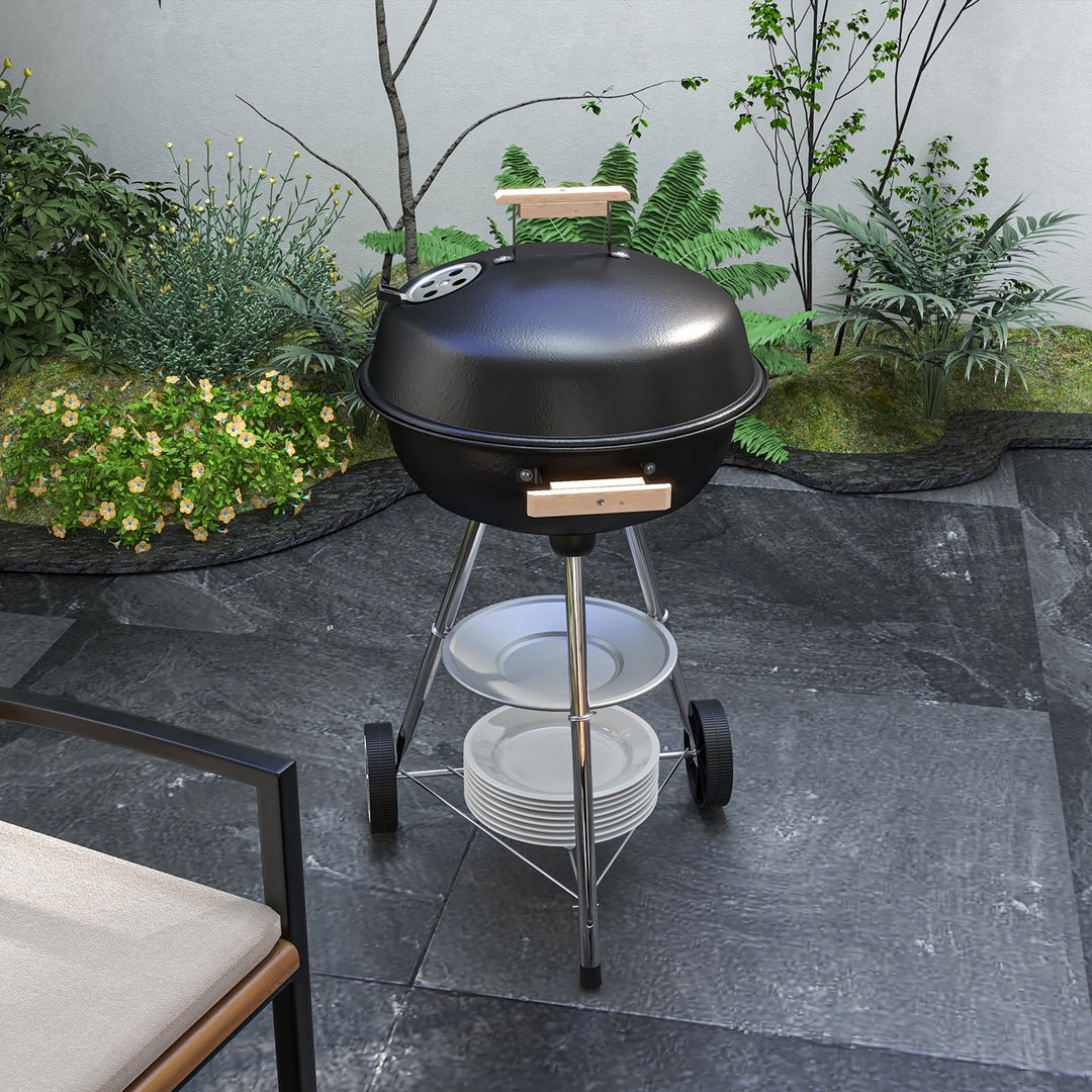 BBQ Grill Charcoal Grill Portable Charcoal BBQ Round Kettle Grill Outdoor Heat Control Party Patio Barbecue