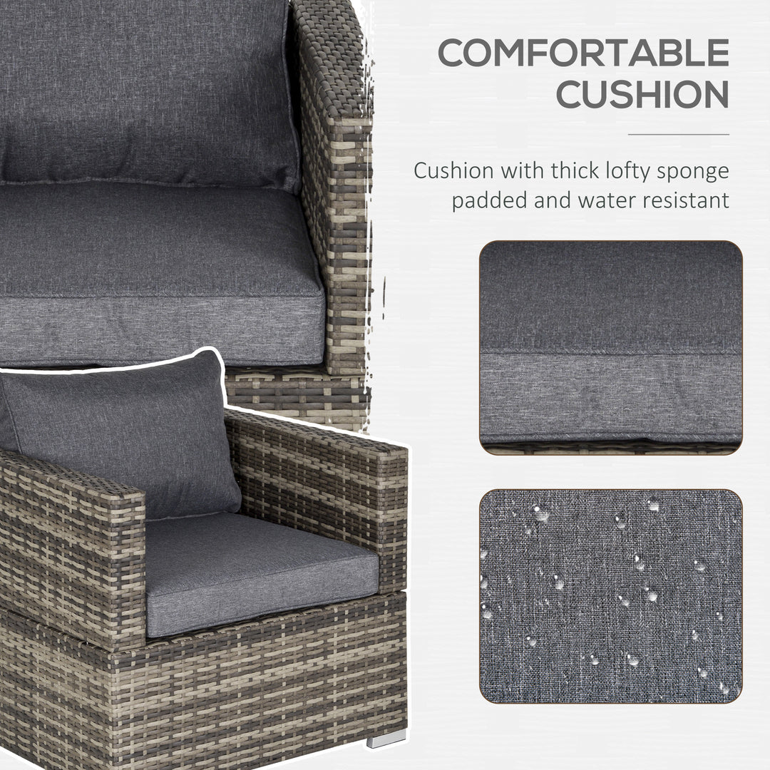 Outdoor Patio Furniture Single Rattan Sofa Chair Padded Cushion All Weather for Garden Poolside Balcony Deep Grey
