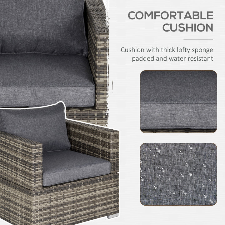 Outdoor Patio Furniture Single Rattan Sofa Chair Padded Cushion All Weather for Garden Poolside Balcony Deep Grey