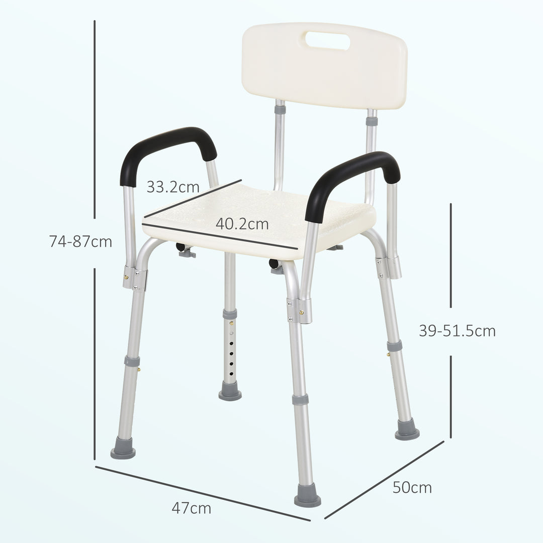 Adjustable Shower Bench with Back and Armrest