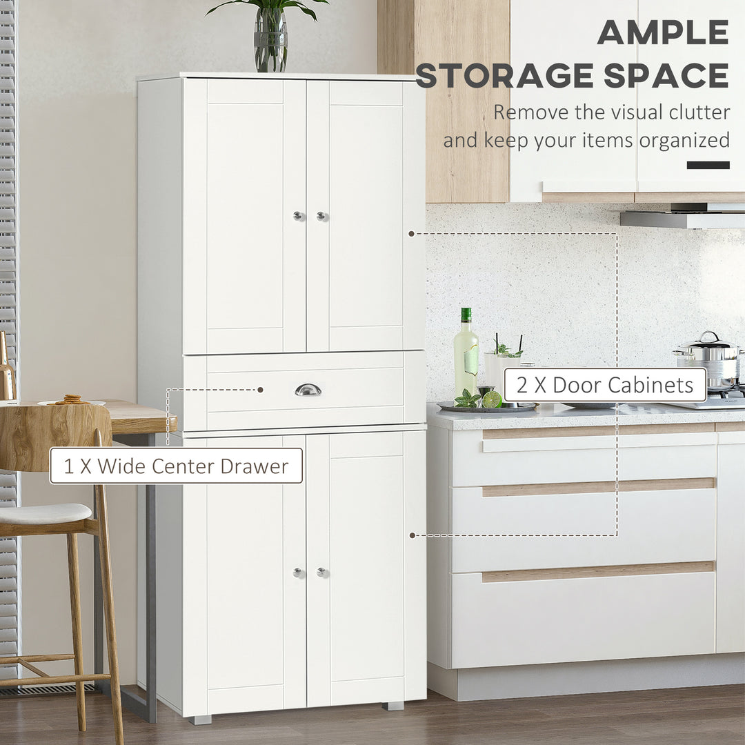 Freestanding Tall Kitchen Cupboard Storage Cabinets with Drawer - White