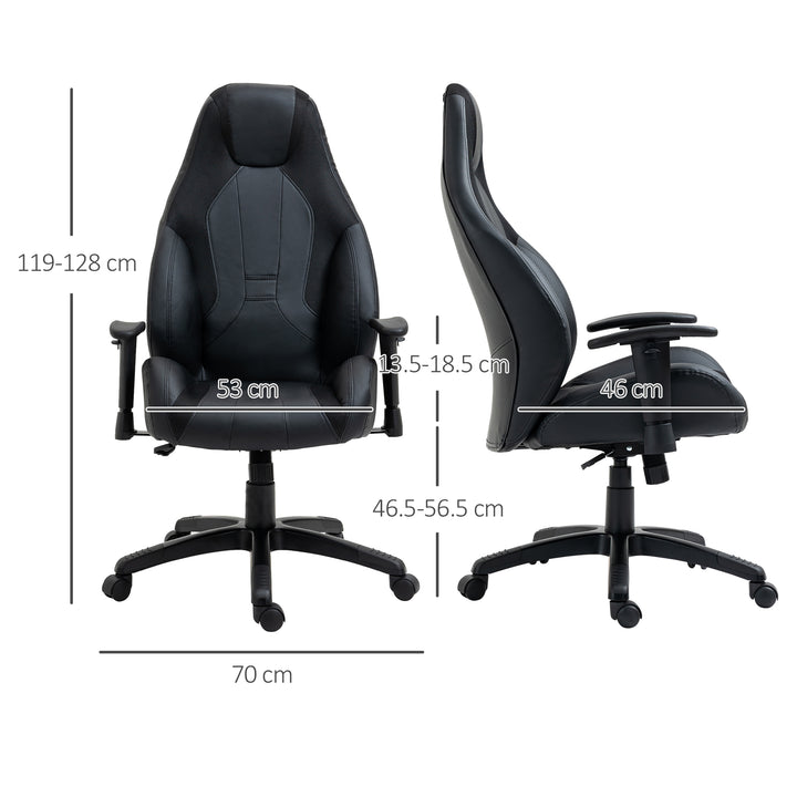 Vinsetto High Back Executive Office Chair Mesh & Fuax Leather Gamer Chair with Swivel Wheels, Adjustable Height and Armrest, Black