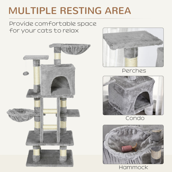 Plush Cat Tree with Sisal Scratching Post - Light Gray