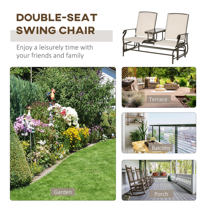 Double Swing Chair Glider Patio Seats With Table