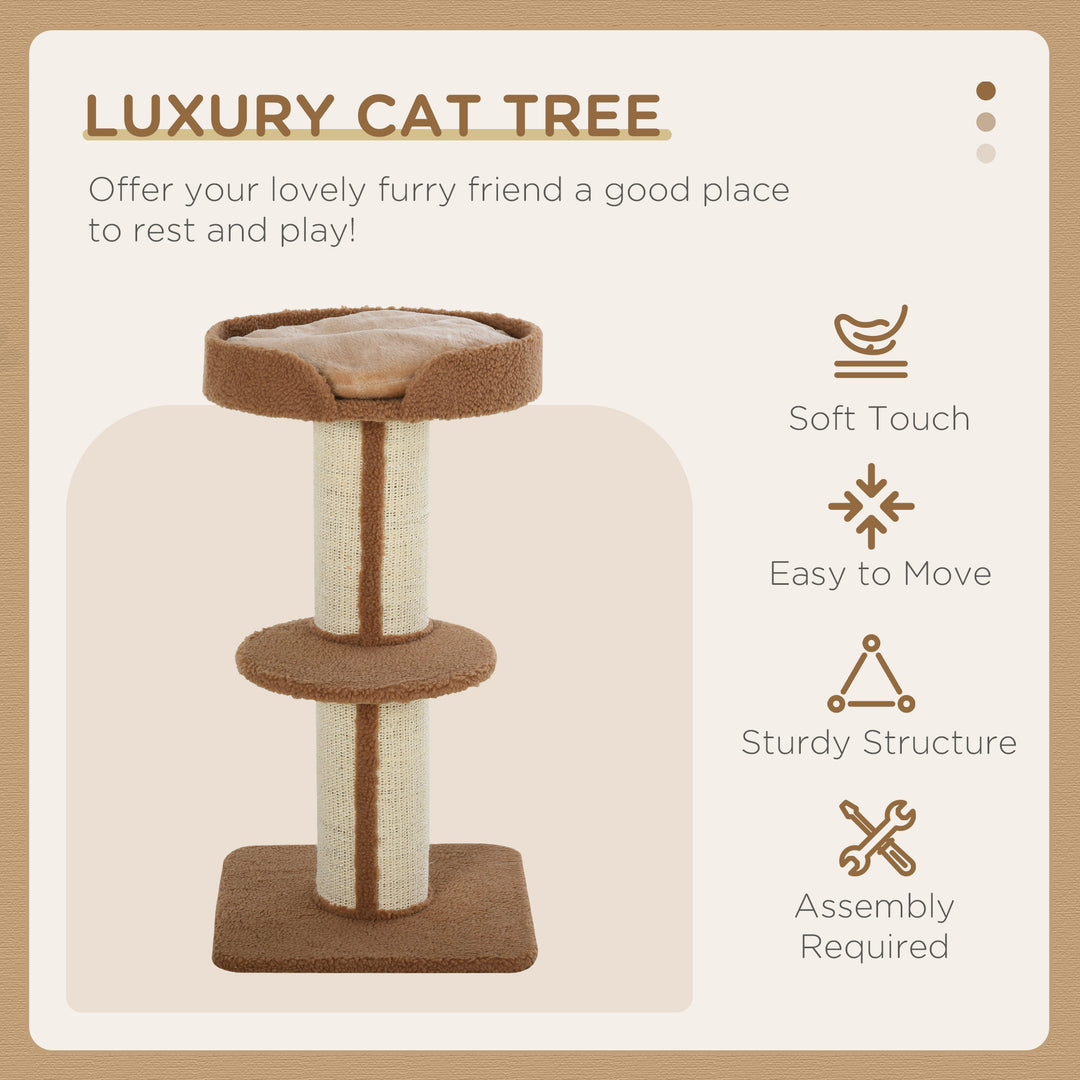 91cm Cat Tree Kitten Activity Center Play Tower Perches Sisal Scratching Post Lamb Cashmere Brown