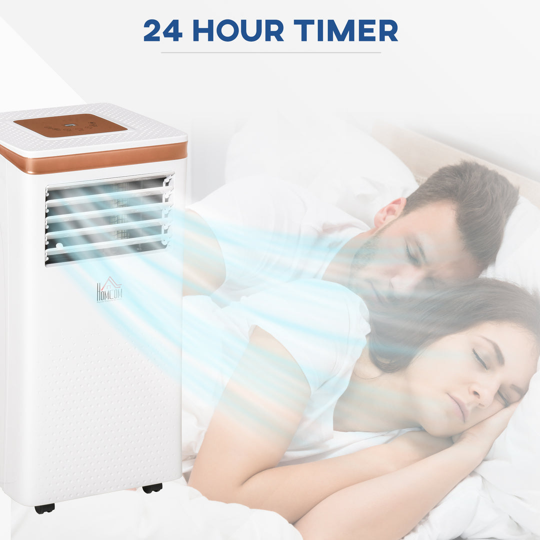 HOMCOM 10000 BTU 4-In-1 Compact Portable Mobile Air Conditioner Unit Cooling Dehumidifying Ventilating w/ Fan Remote LED 24 Hr Timer Auto Shut-Down
