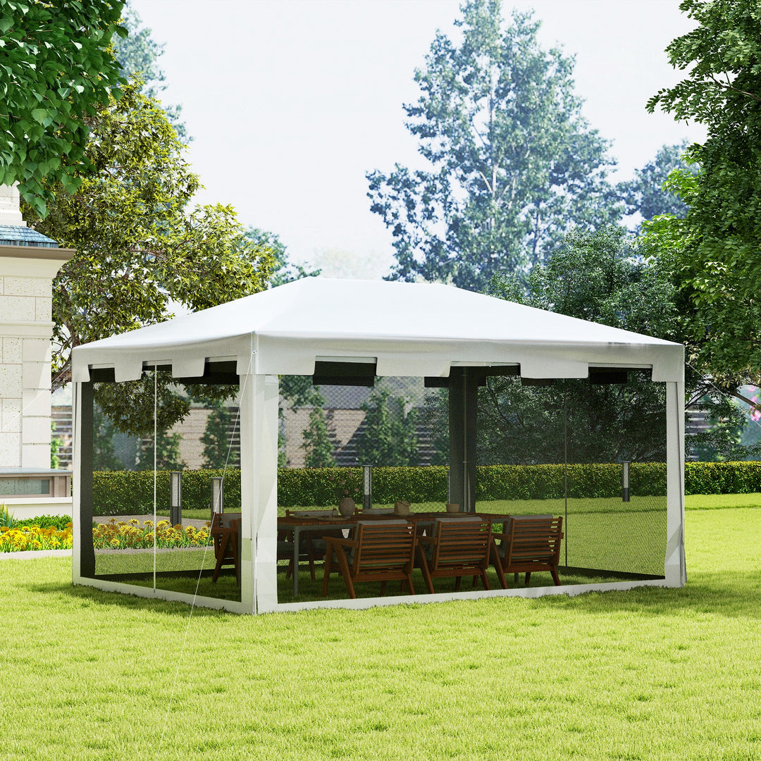 4x3 m Waterproof Gazebo W/Mesh Sides-White/Black