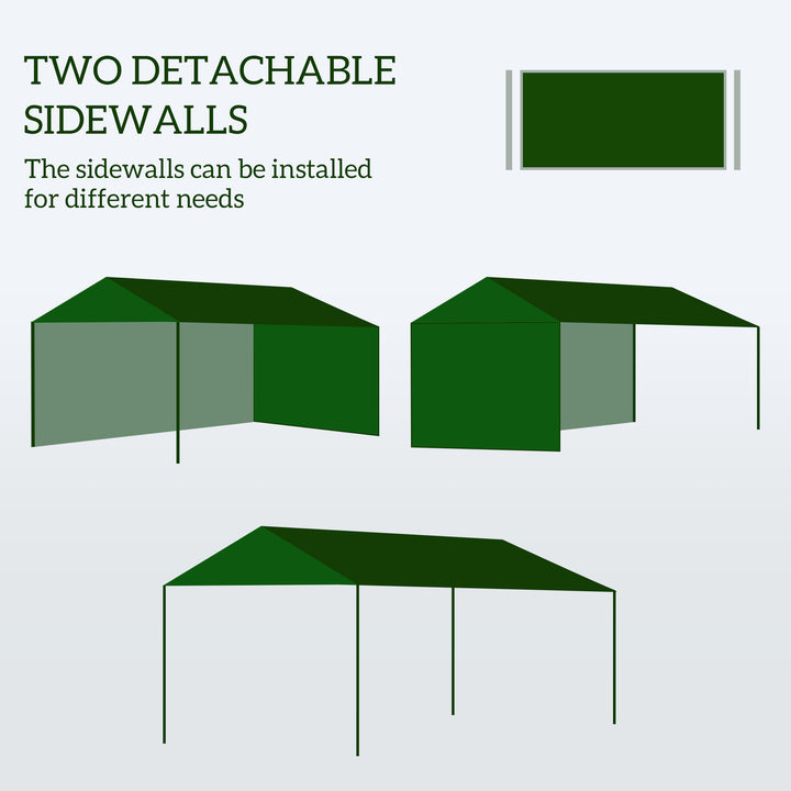 Outsunny 3 x 4 m Garden Gazebo Marquee Party Tent with 2 Sidewalls for Patio Yard Outdoor - Green