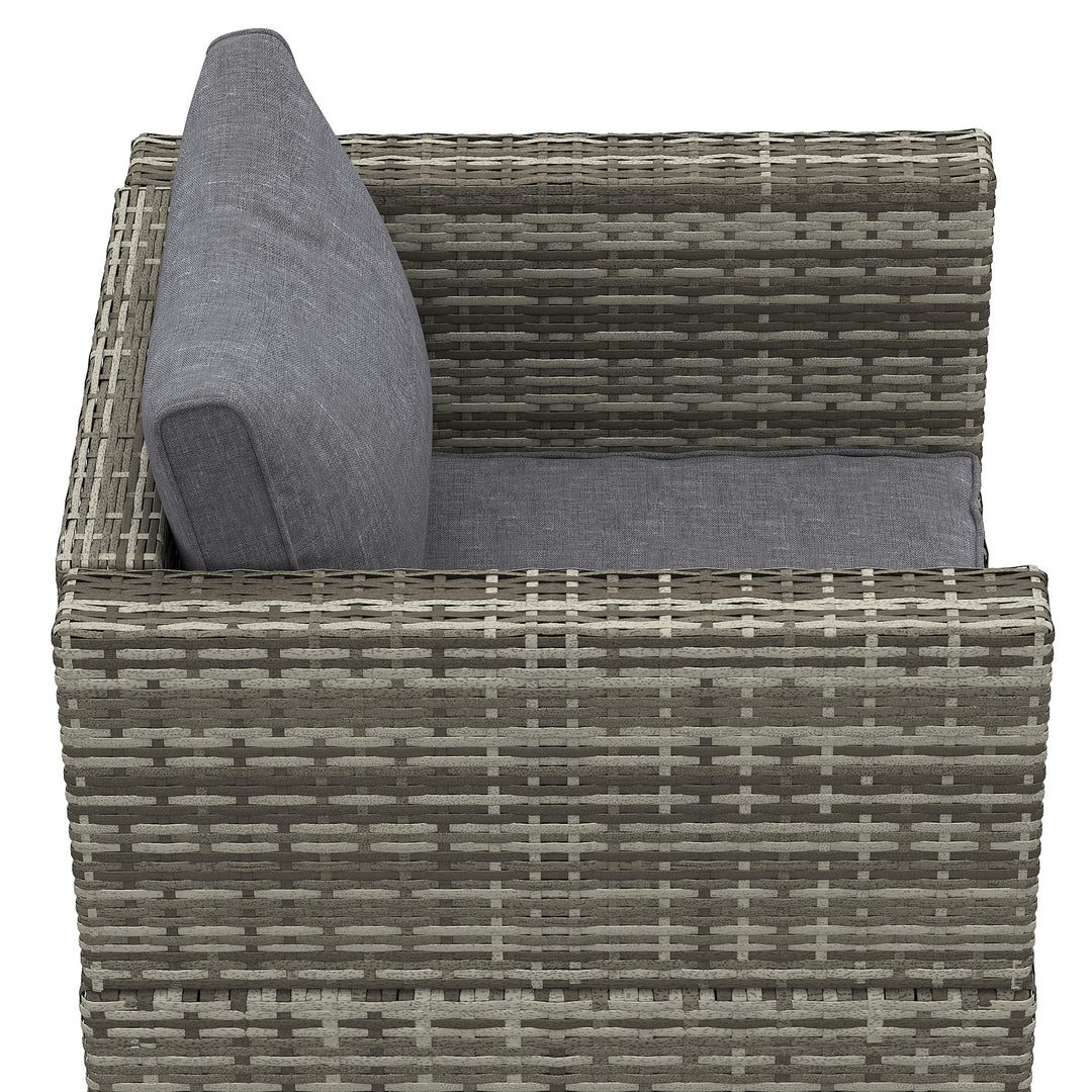 Outdoor Patio Furniture Single Rattan Sofa Chair Padded Cushion All Weather for Garden Poolside Balcony Deep Grey