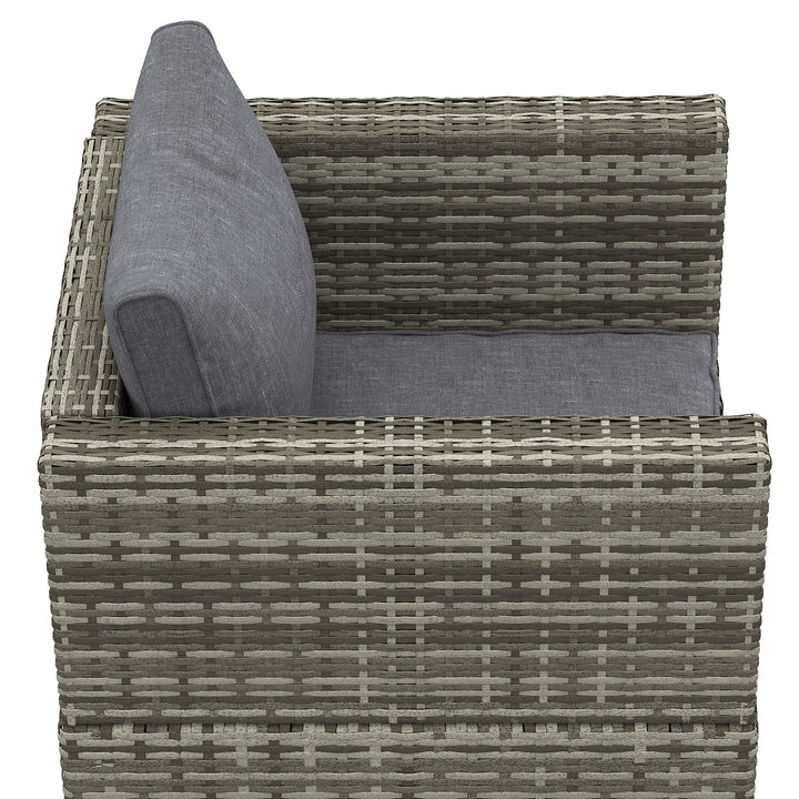 Outdoor Patio Furniture Single Rattan Sofa Chair Padded Cushion All Weather for Garden Poolside Balcony Deep Grey