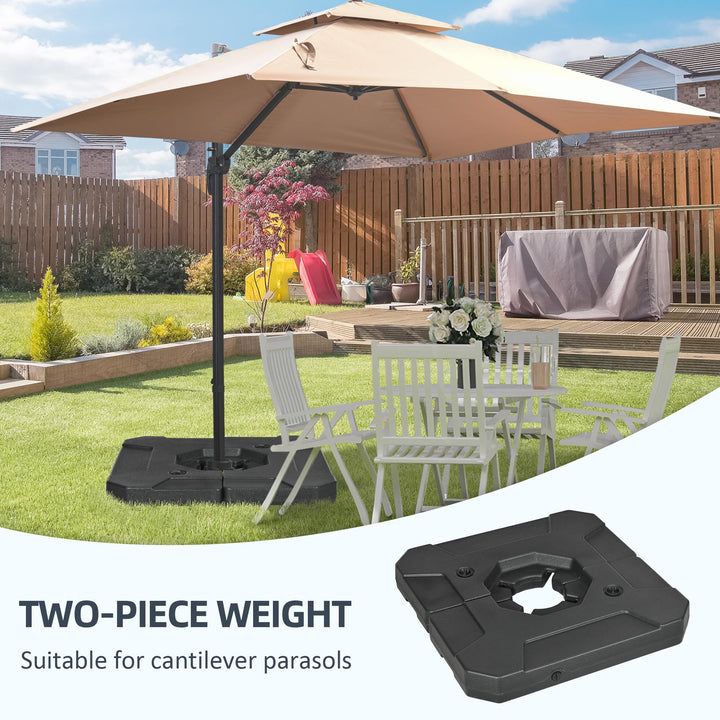 Umbrella Weights for Cantilever Parasols, Set of 2 Heavy Duty Parasol Base Weights, 110kg Sand or 70kg Water Filled, Black