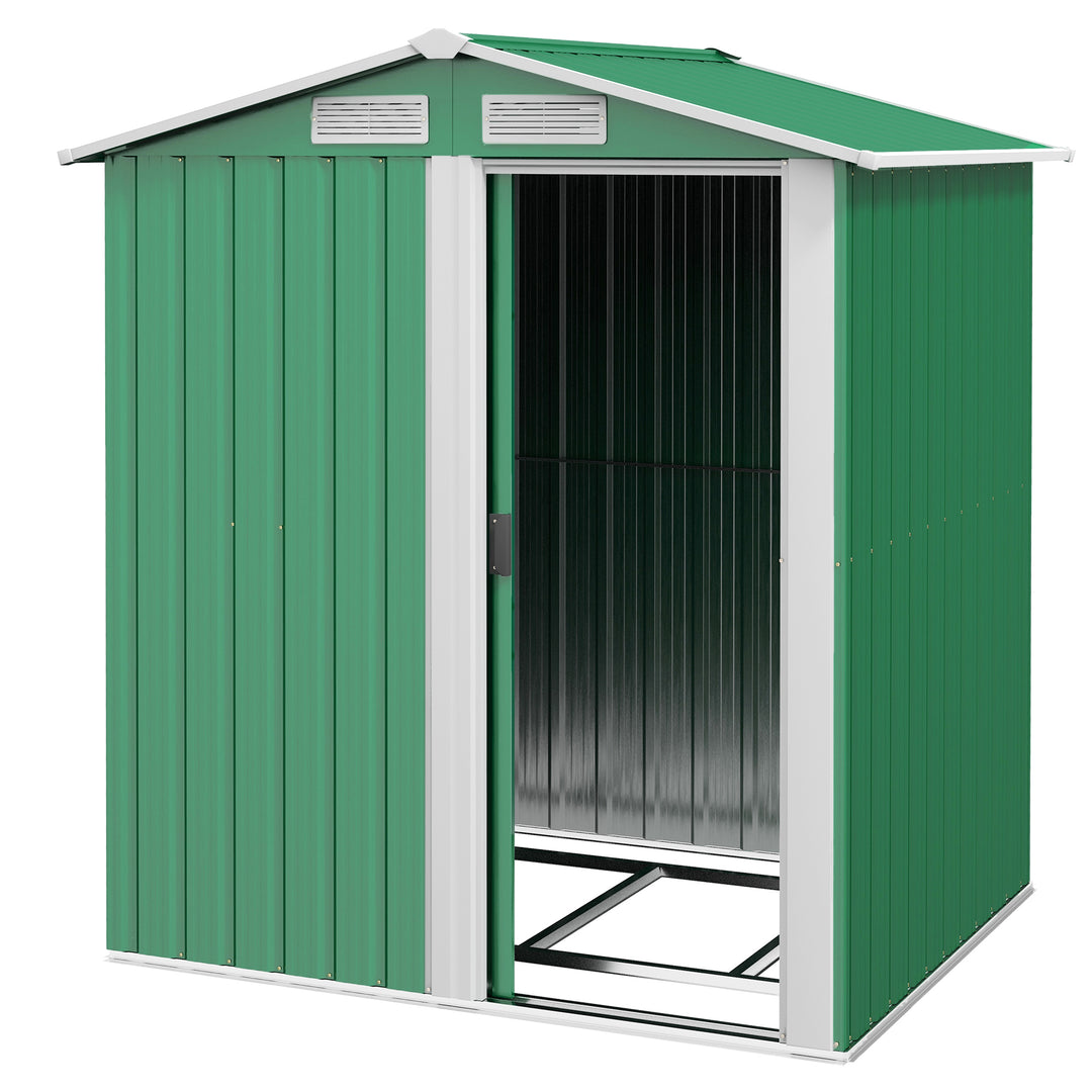 Garden Metal Tool Storage Shed with Sliding Door, 152 x 132 x 188cm, Green