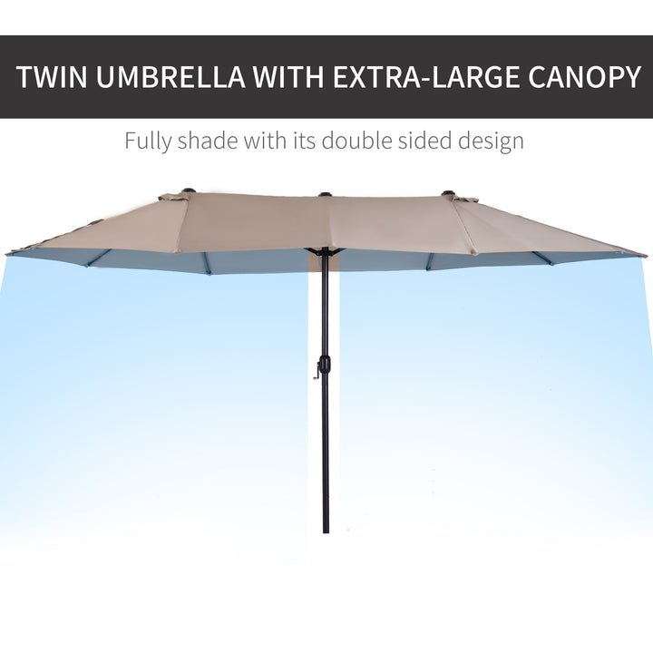 4.6m Garden Parasol Double-Sided Sun Umbrella Patio Market Shelter Canopy - NO BASE