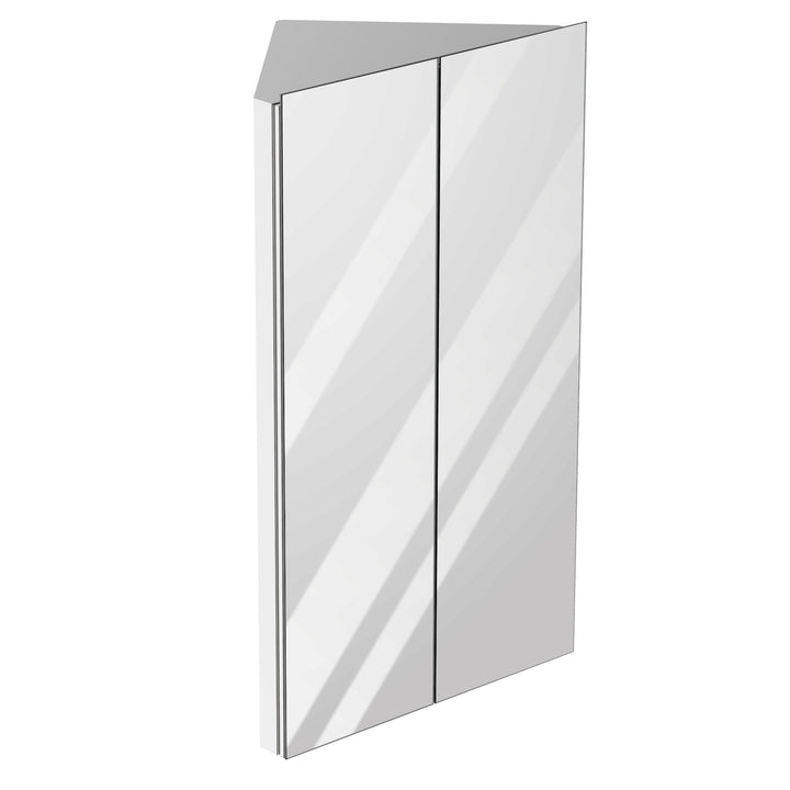 Corner Mirrored Bathroom Cabinet with 3 Shelves 2 Doors On-Wall Storage Unit Stainless Steel Frame