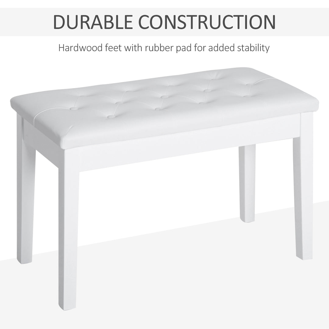 PU Leather Upholstered Stool Makeup Stool Bench Dressing Table Seat with Storage 76x36x50cm, White