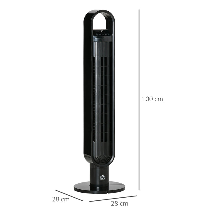 HOMCOM 39" Tower Fan Cooling for Bedroom with Oscillating, 3 Speed, 12h Timer, LED Sensor Panel, Remote Controller, Black