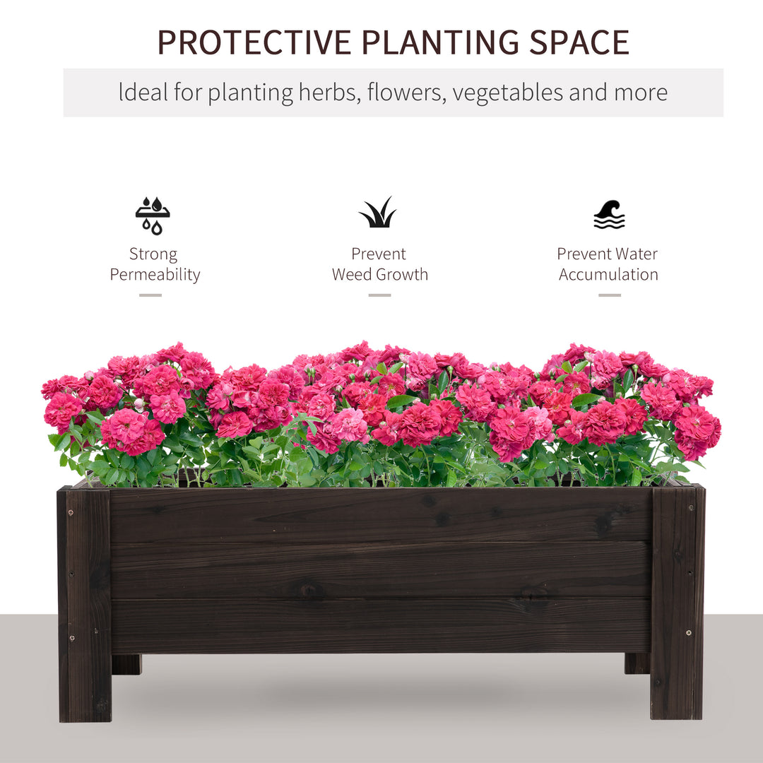 Garden Raised Bed Planter Grow Containers for Outdoor Patio Plant Flower Vegetable Pot Fir Wood, 100 x 36.5 x 36 cm