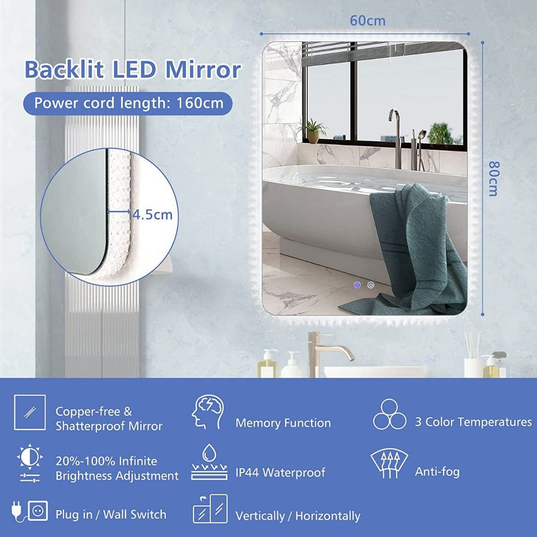 Wall Mounted Mirror with Demister Pad