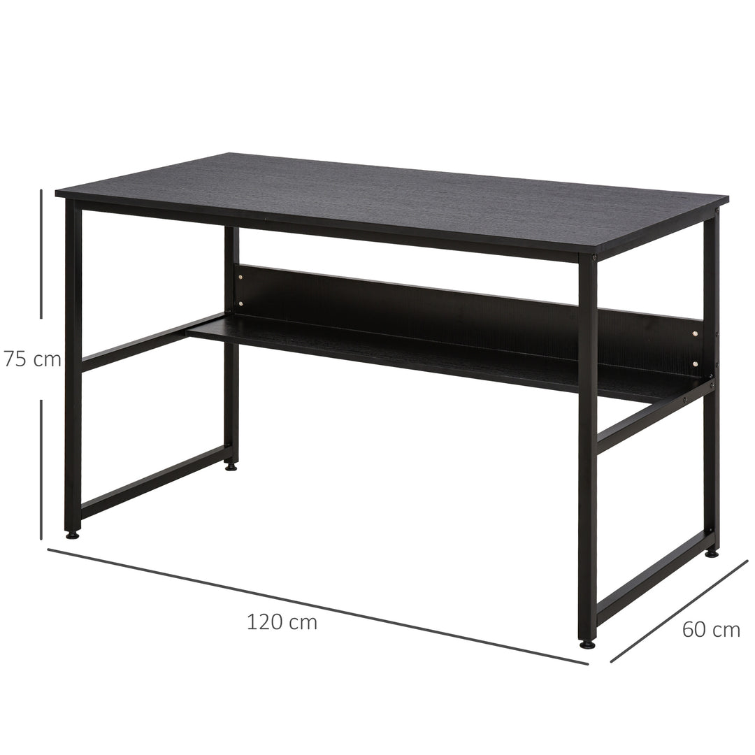 Computer Desk w/ Storage Shelf Adjustable Feet Metal Frame Home Office Laptop Study Writing Workstation Table Black