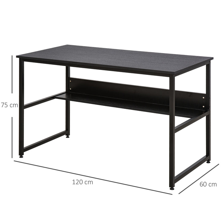 Computer Desk w/ Storage Shelf Adjustable Feet Metal Frame Home Office Laptop Study Writing Workstation Table Black