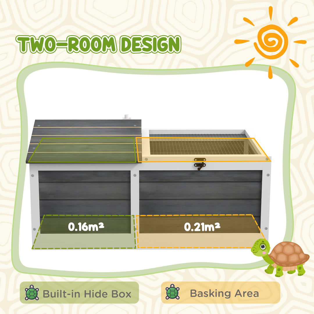 Wooden Tortoise House Small Pet Reptile with Hide Shelter Den and Run, Openable Top, Tray, Tortoise House Indoor/ Outdoor use