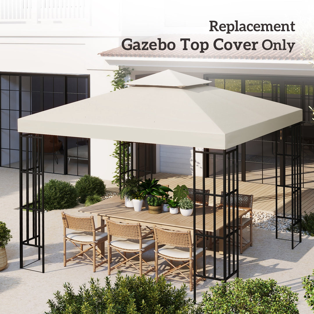 Outsunny 3 x 3(m) Gazebo Canopy Roof Top Replacement Cover Spare Part Cream White (TOP ONLY)