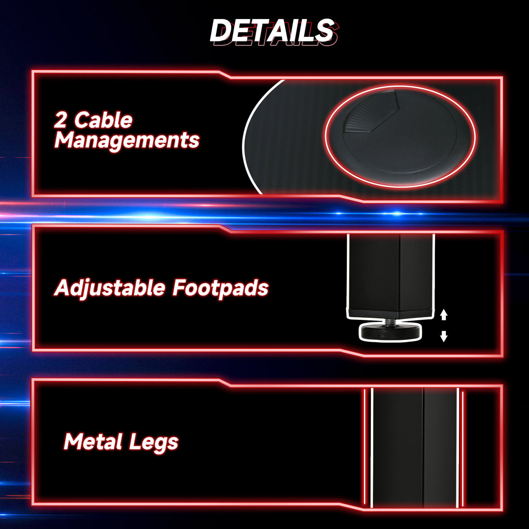L-Shaped Gaming Desk, Computer Corner Desk, Home Office Workstation with Cable Management, 145 x 81 x 76cm, Black