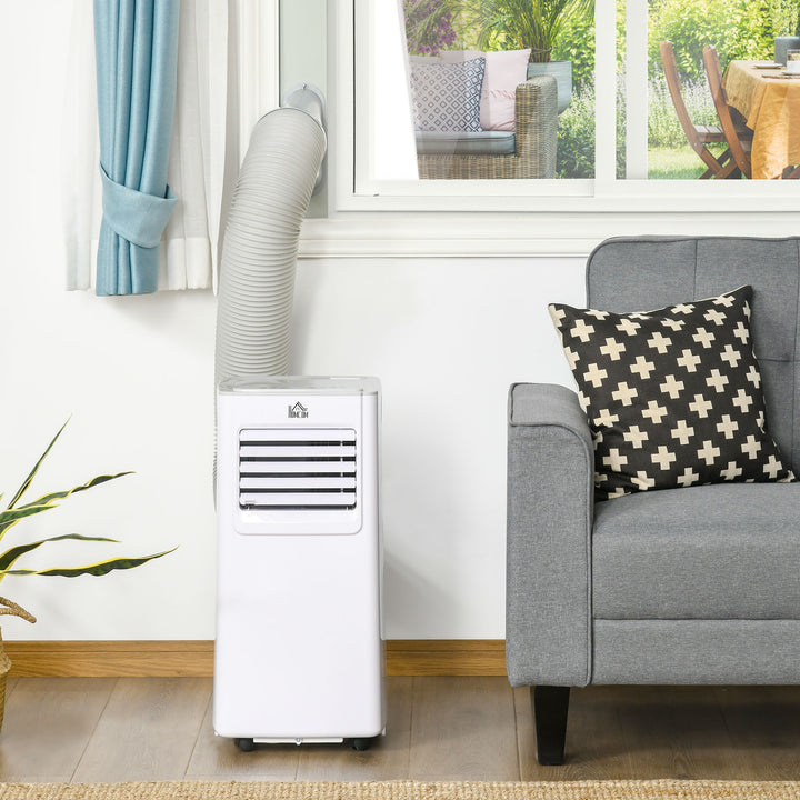 HOMCOM 7000 BTU Mobile Air Conditioner Portable AC Unit for Cooling Dehumidifying Ventilating with Remote Controller, LED Display for Bedroom, White