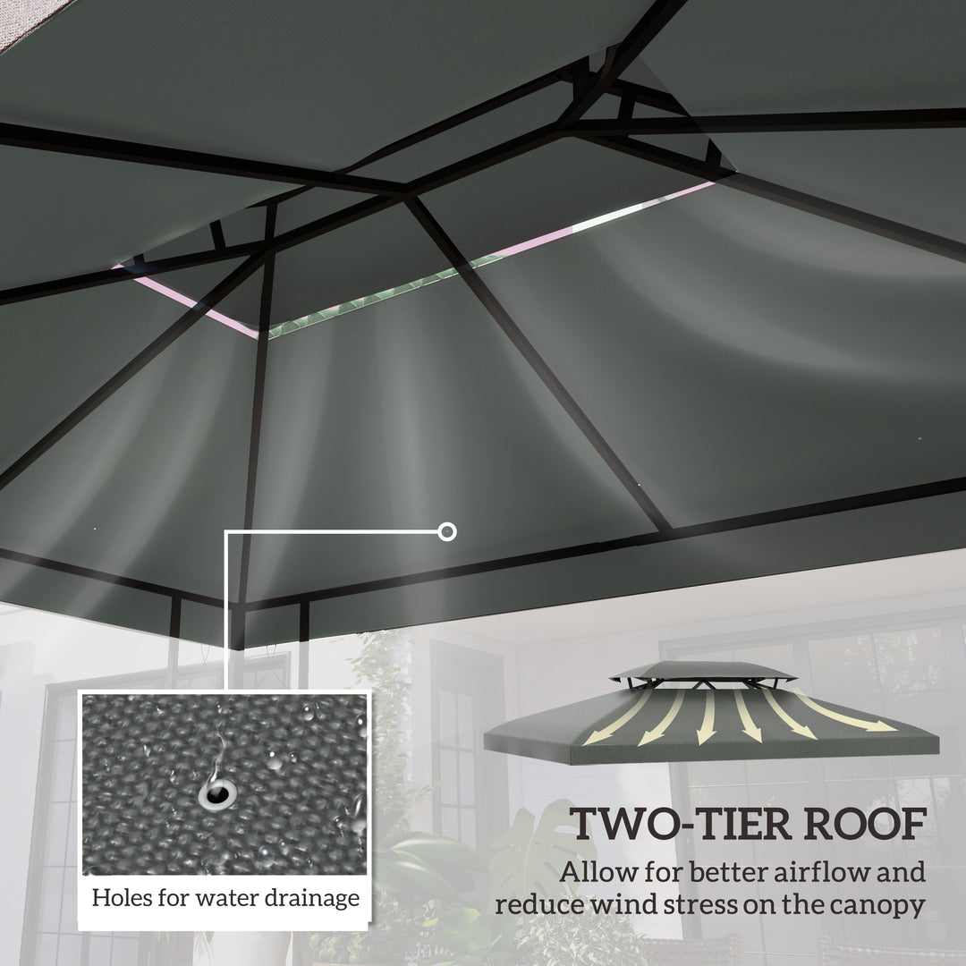3x4m Gazebo Replacement Roof Canopy 2 Tier Top UV Cover Garden Patio Outdoor Sun Awning Shelters Deep Grey (TOP ONLY)