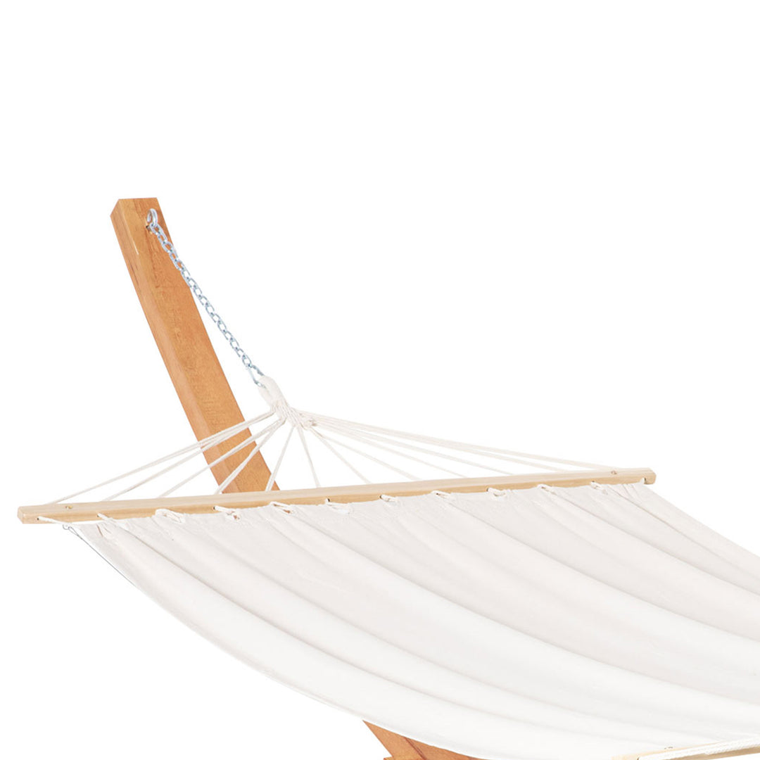 Outsunny Outdoor Garden Hammock with Wooden Stand Swing Hanging Bed for Patio White