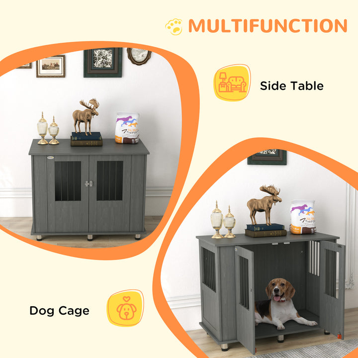 Dog Crate Table with Magnetic Door for Indoor Use-Grey