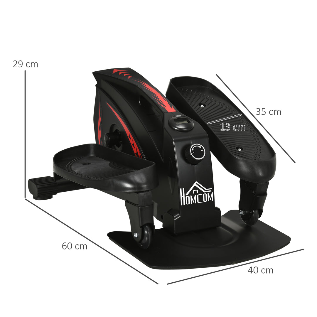 Mini Manual Elliptical Bike Under Desk Bike w/ LCD Monitor Anti-Slip Pedals Adjustable Resistance Home Office Compact Exercise Trainer