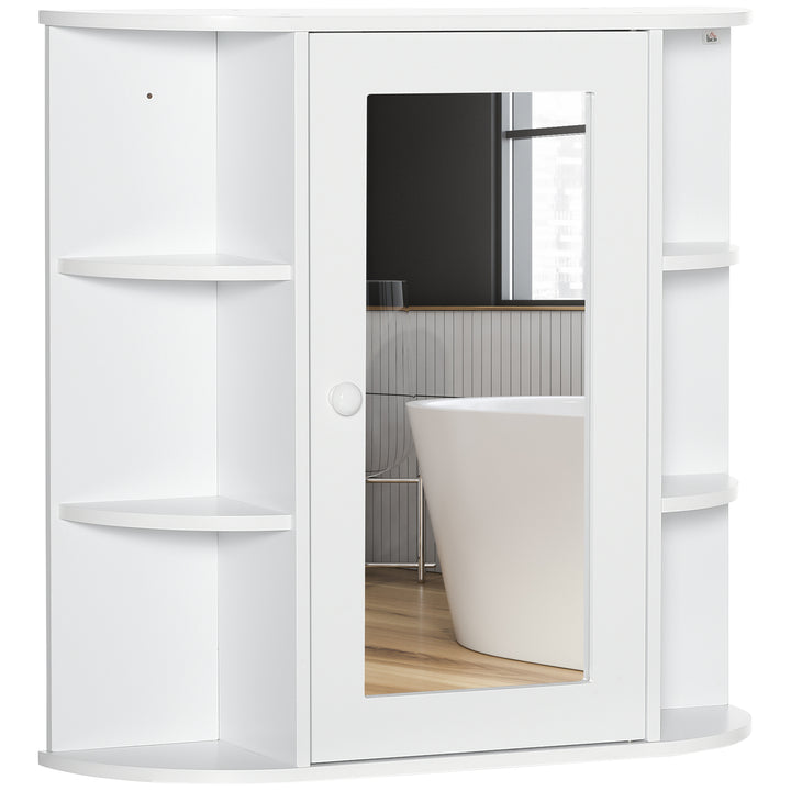 Wall Mounted Bathroom Cabinet with Mirror Single Door Storage Organizer 2-tier Inner Shelves White