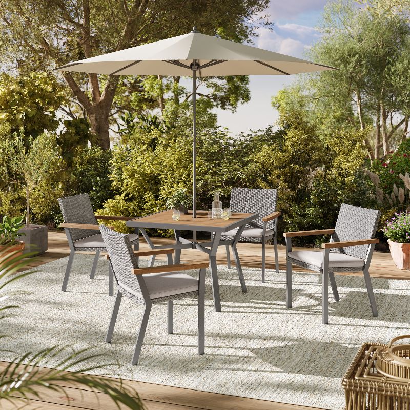 Sencillo Collection - 5 Piece Patio Furniture Set, 4 Dining Chairs, 1 Dining Table