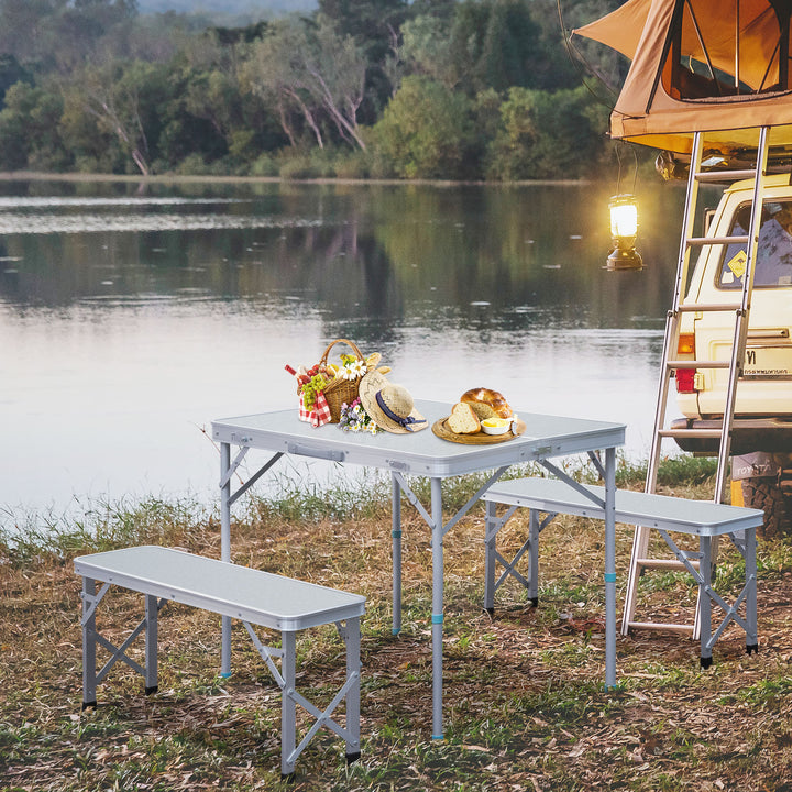 Folding Table Chairs Picnic Portable Camping Dining Garden Patio BBQ Aluminium