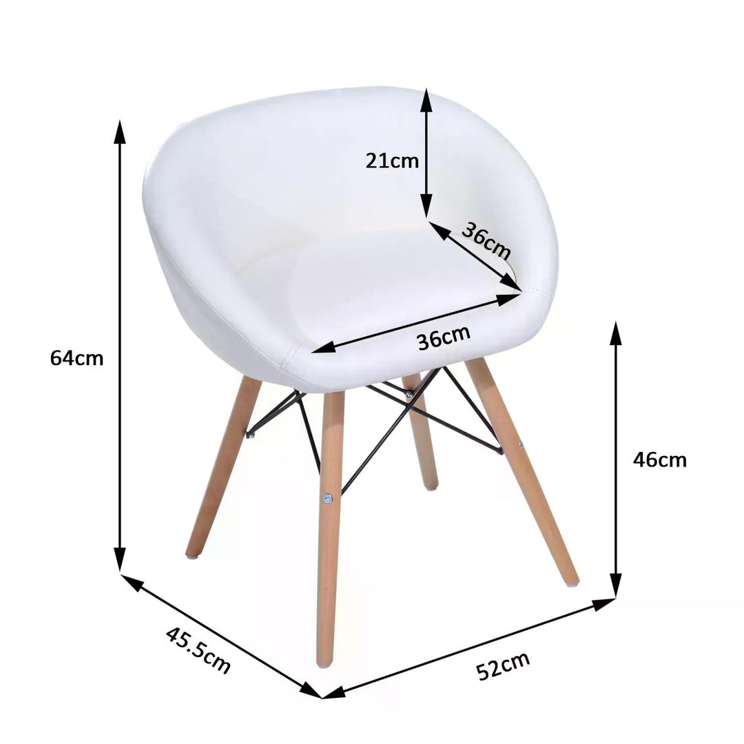 Faux Leather Lounge Chair W/Solid Wooden Legs-White