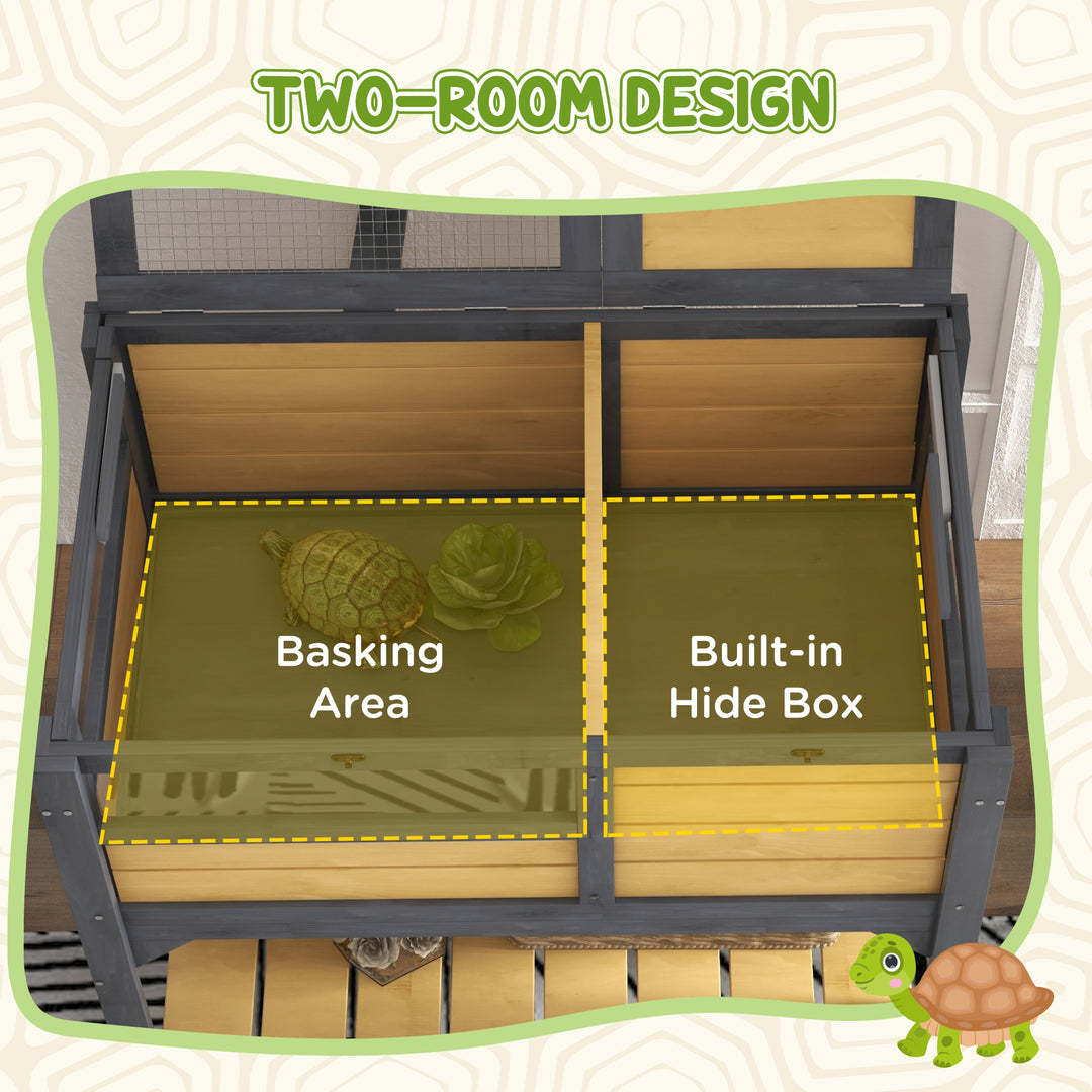 Wooden Tortoise House, with Shelter, Run, Shelf, Lamp Holder, Tray