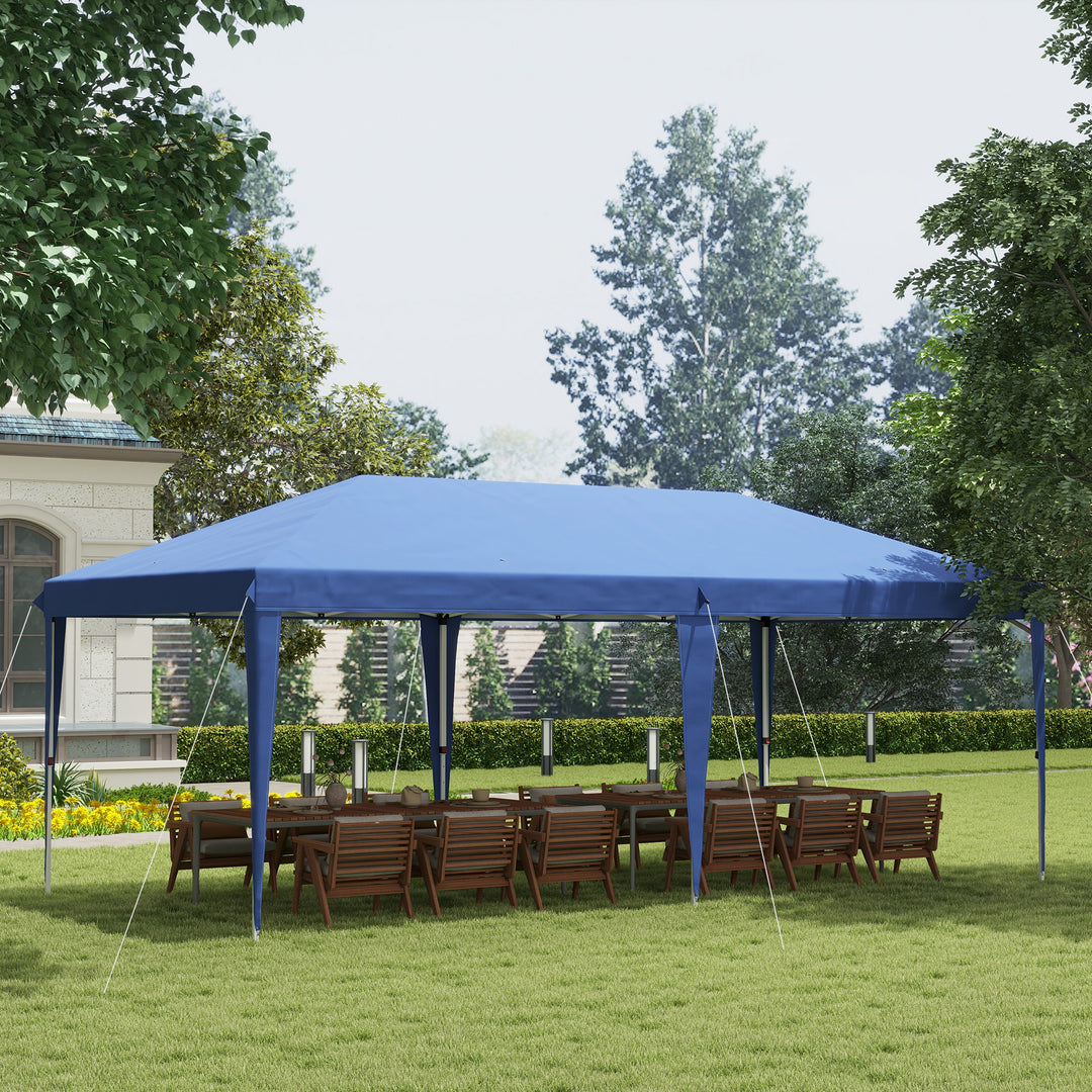 Outsunny Pop Up Gazebo, Double Roof Foldable Canopy Tent, Wedding Awning Canopy w/ Carrying Bag, 6 m x 3 m x 2.65 m, Blue